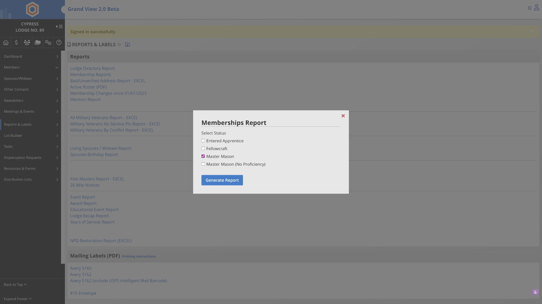 Report will download to your computer.