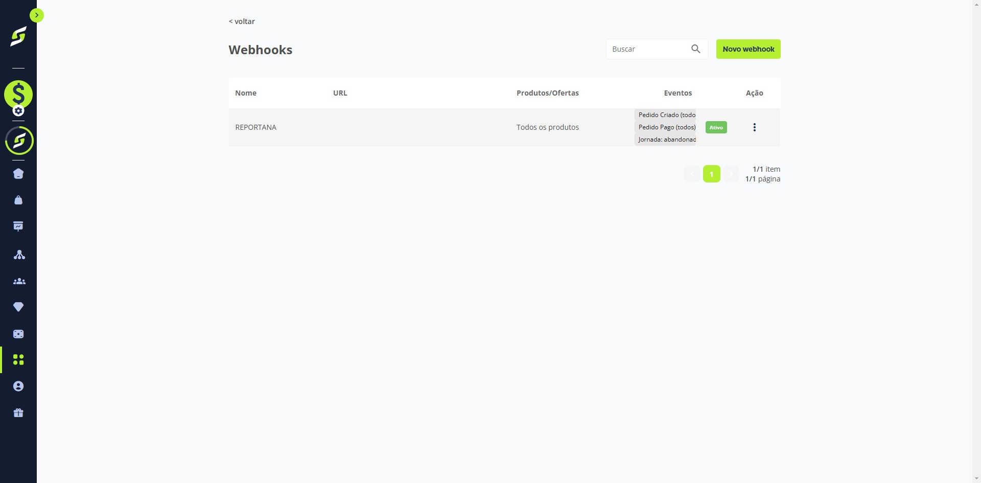 Pronto! A partir de agora, os eventos configurados serão enviados automaticamente para a Reportana.