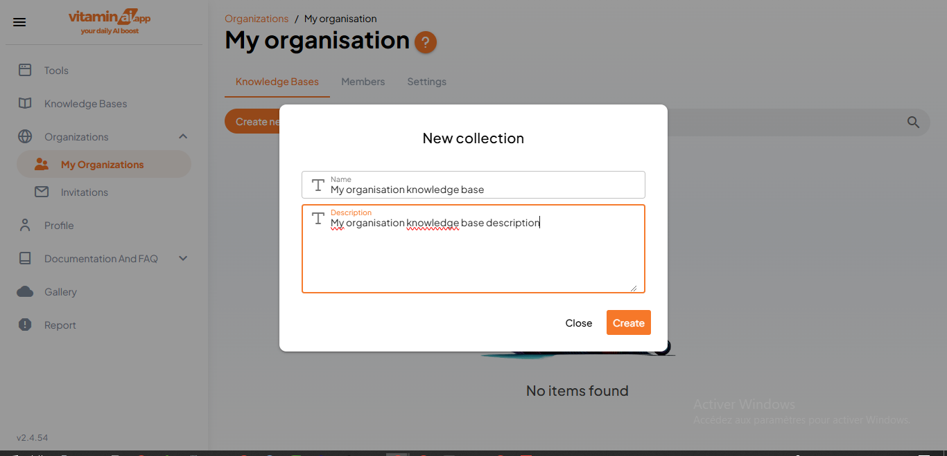 Fill in the fields and click on "Create"