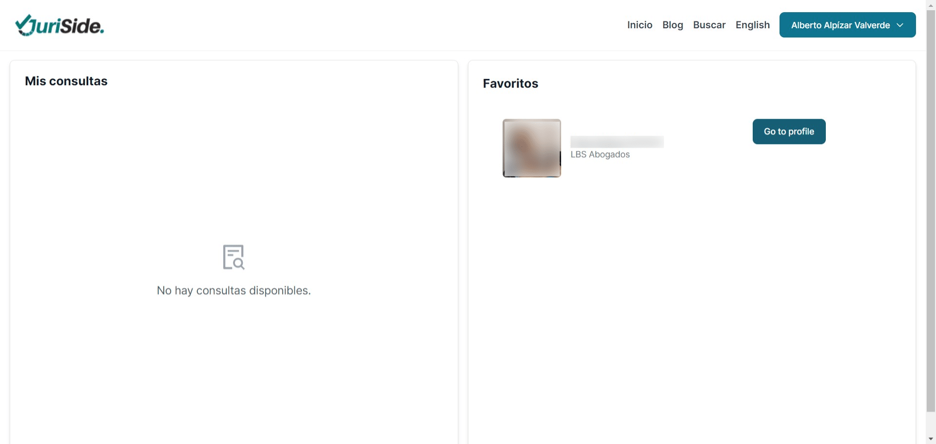 De esta forma, los abogados que usted seleccione como favoritos se guardarán en su perfil.