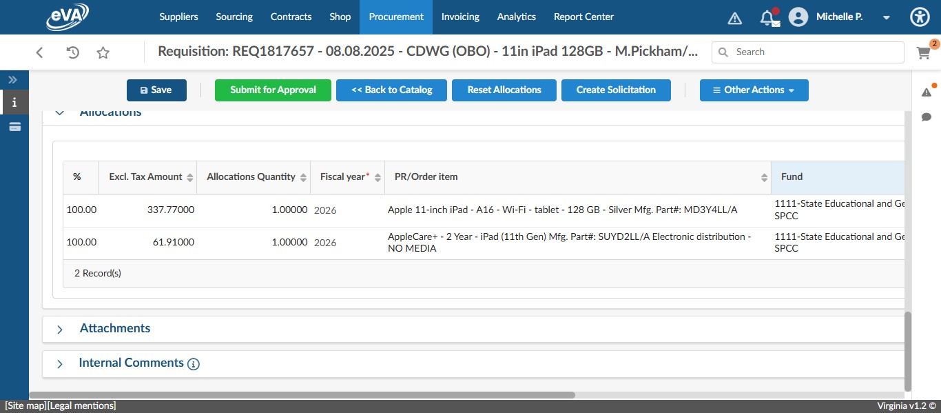 If possible, you want to attach a quote you are working from. To do this, scroll down to the Attachments Section and click on the drop down for Attachments.