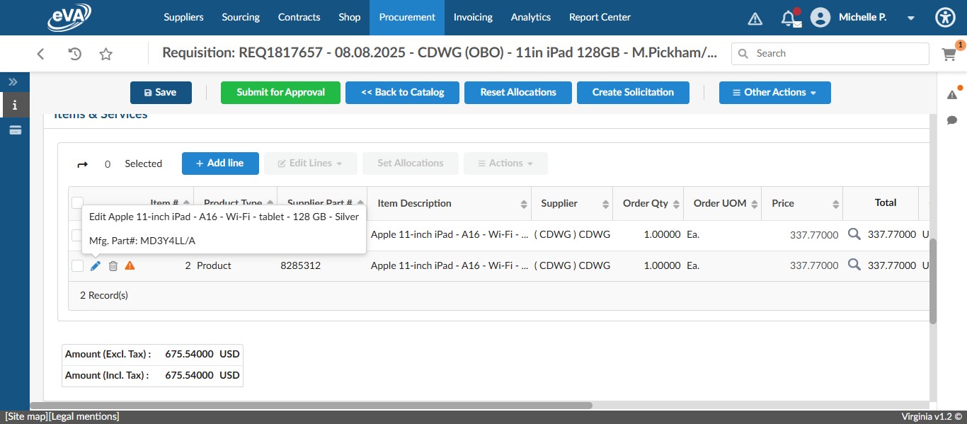 Click on the pencil next to the newly copied line item to edit.