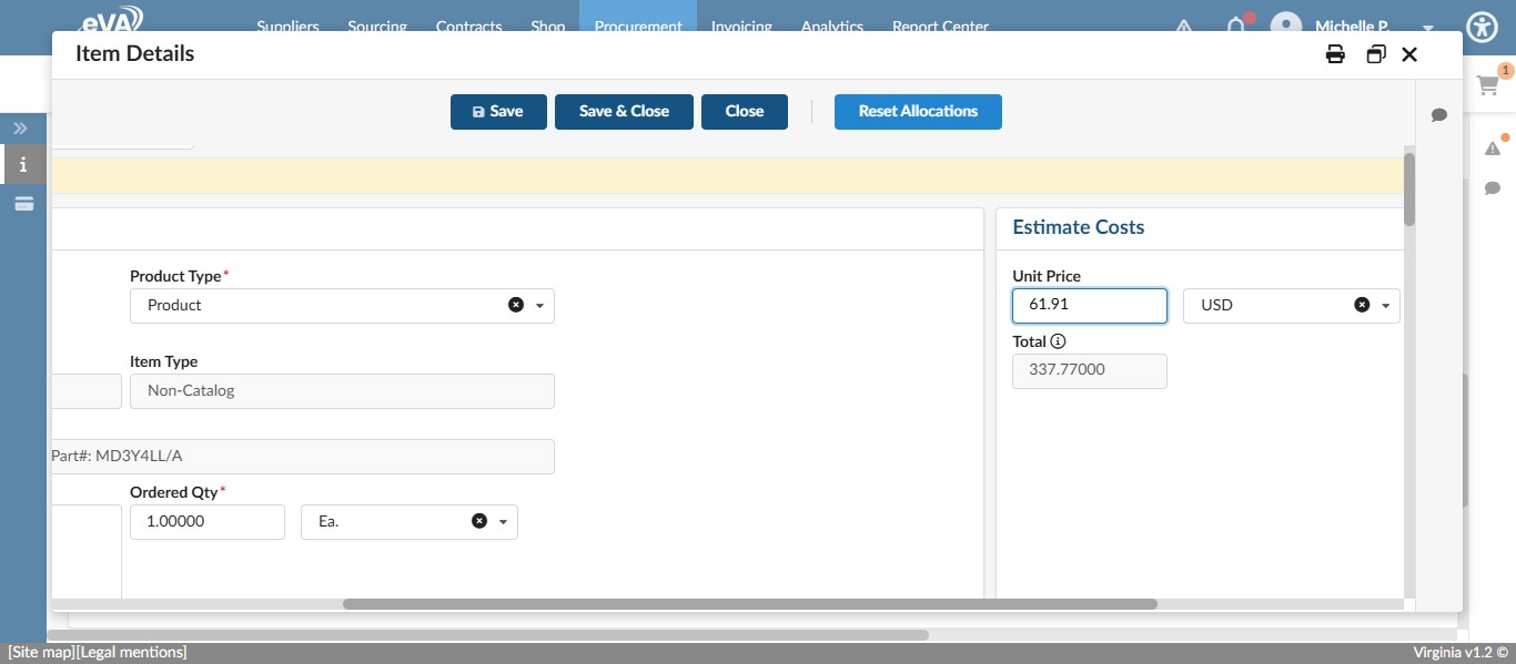 Edit the Unit Price.