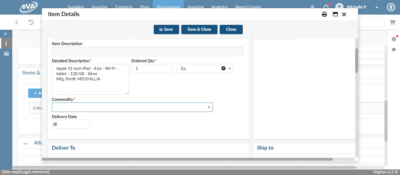 Select the Commodity code from the drop down that most closely relates to the item you are purchasing.