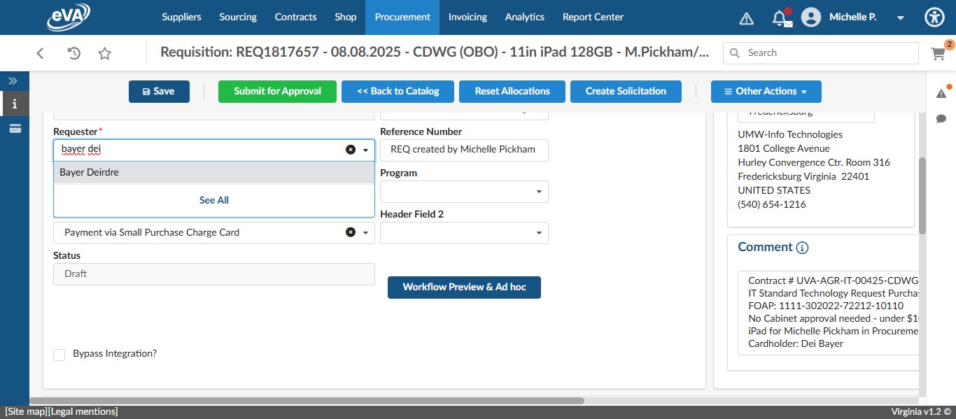 In this fake example, Click on "Bayer Deirdre"