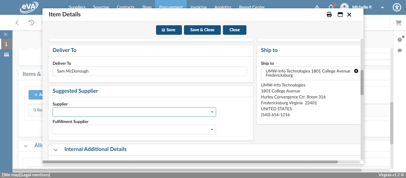 Scroll down to the Suggested Supplier section. 