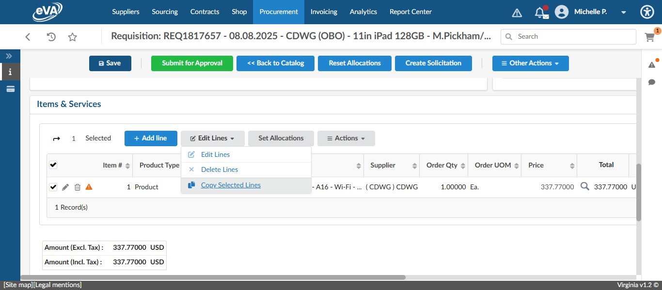 Select Copy Selected Lines.