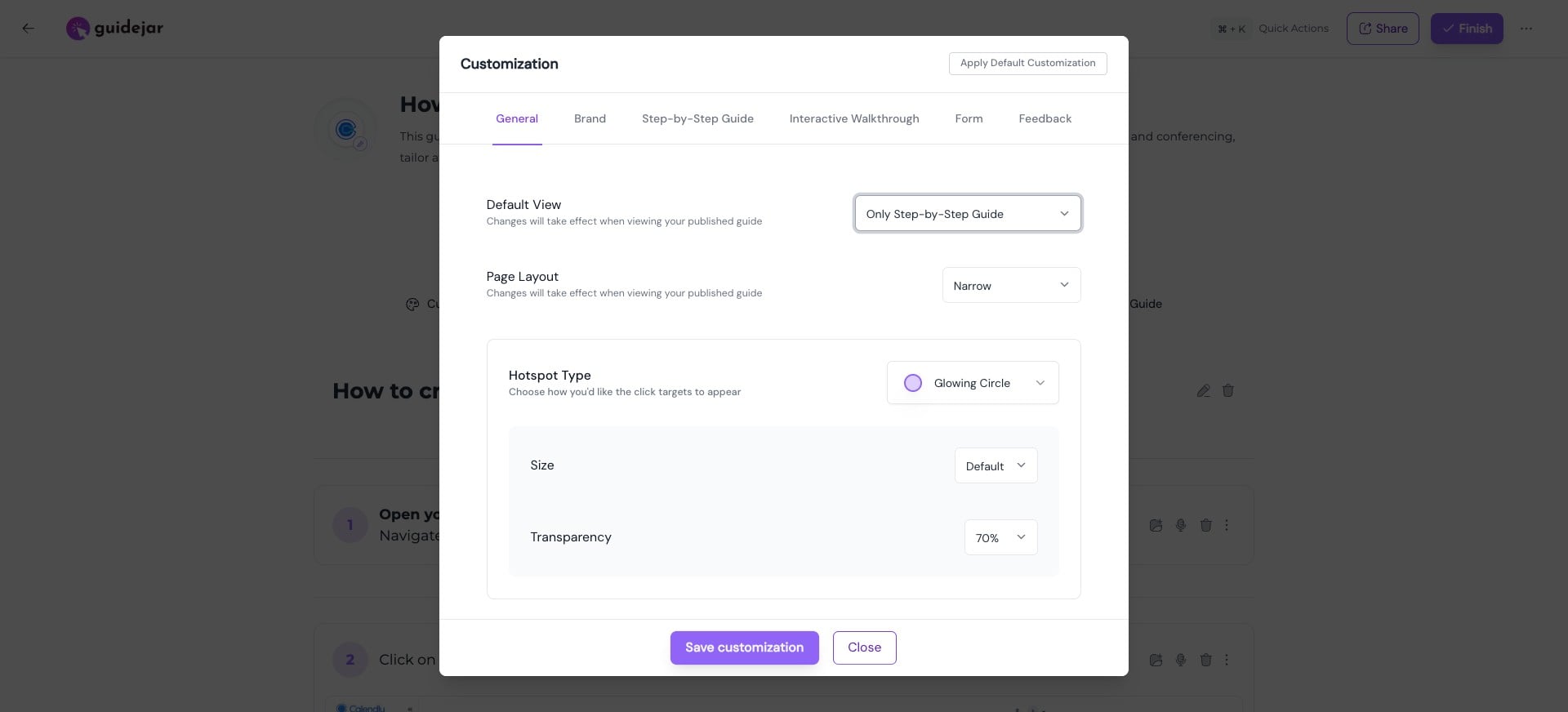 Click on "**Save customization**"