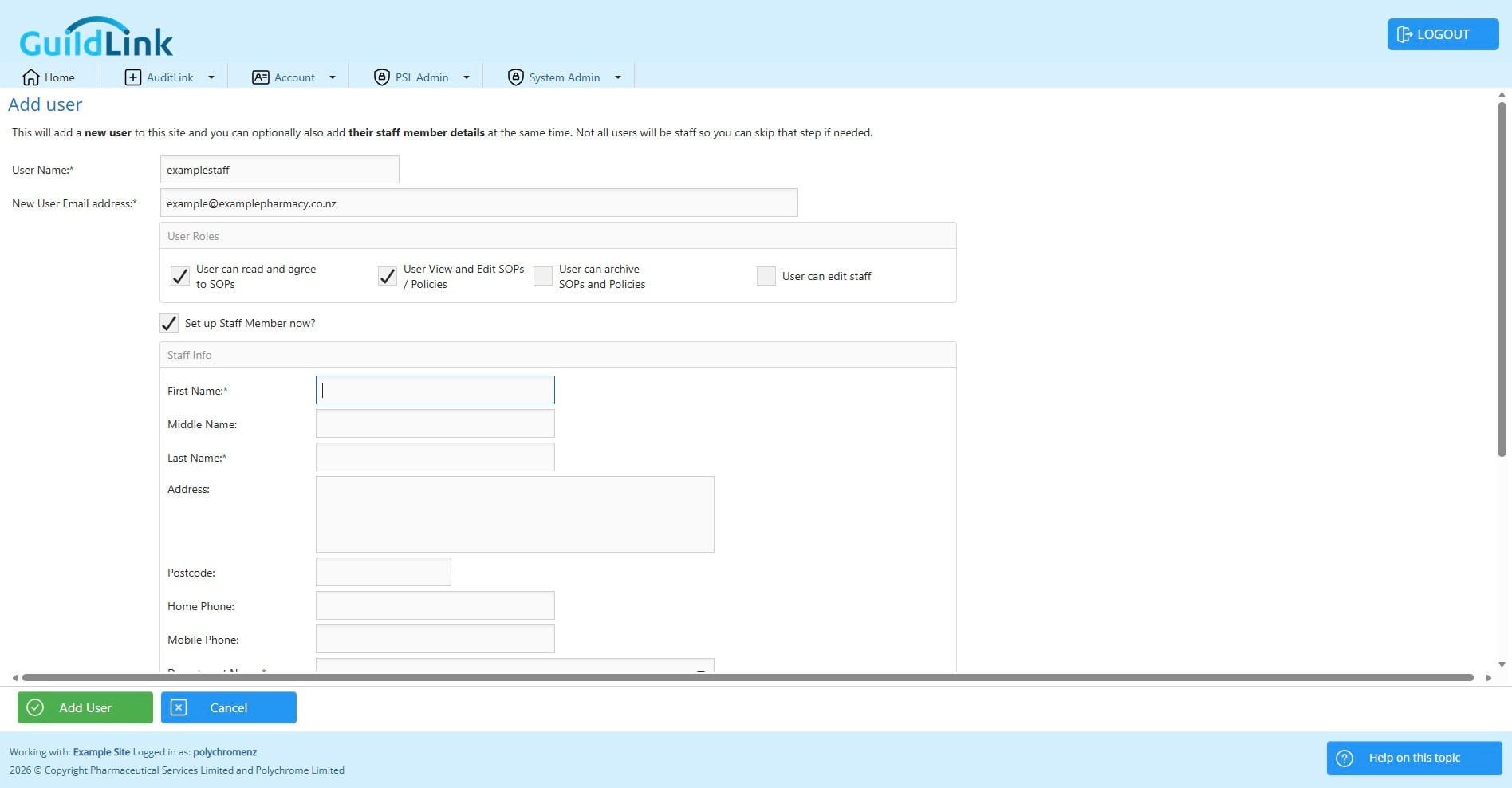 At this step you can choose the security roles you wish to assign rather than adding them later.