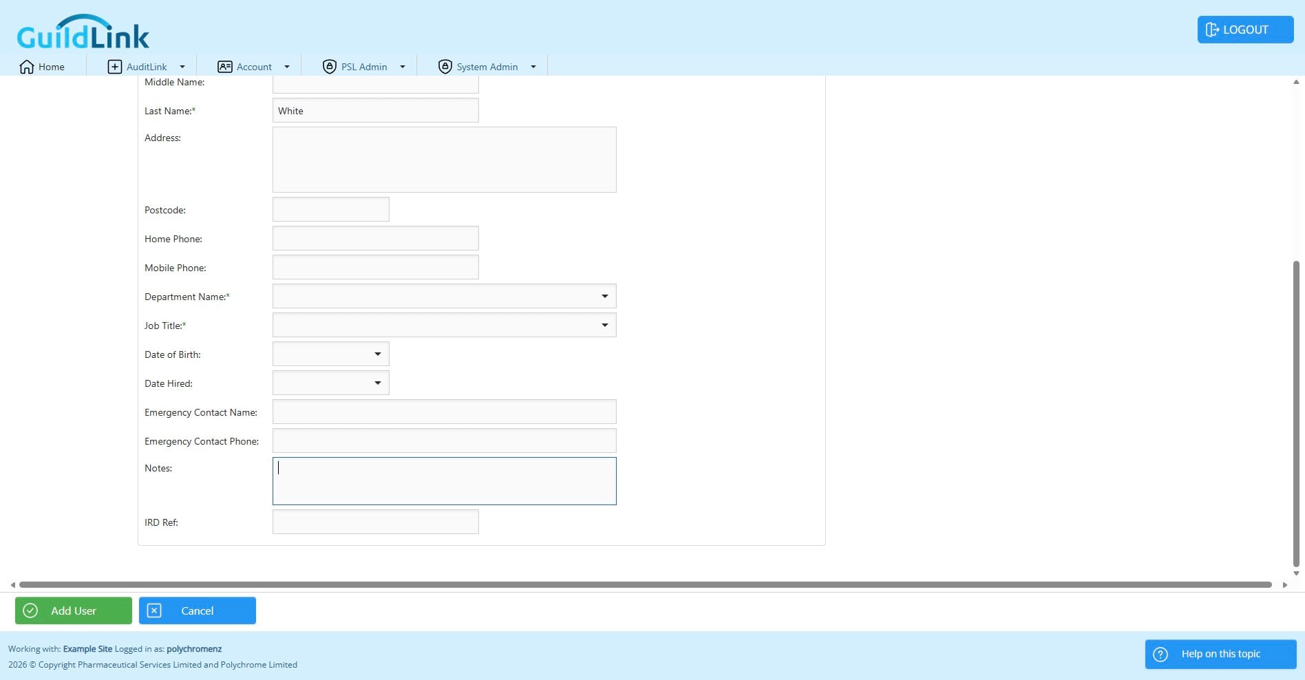 If they are a staff member (usually all users are staff but you could have someone that temps) then add their staff info here and this screen will auto add them as a staff member. That save you having to go to staff and entering much of this info again.