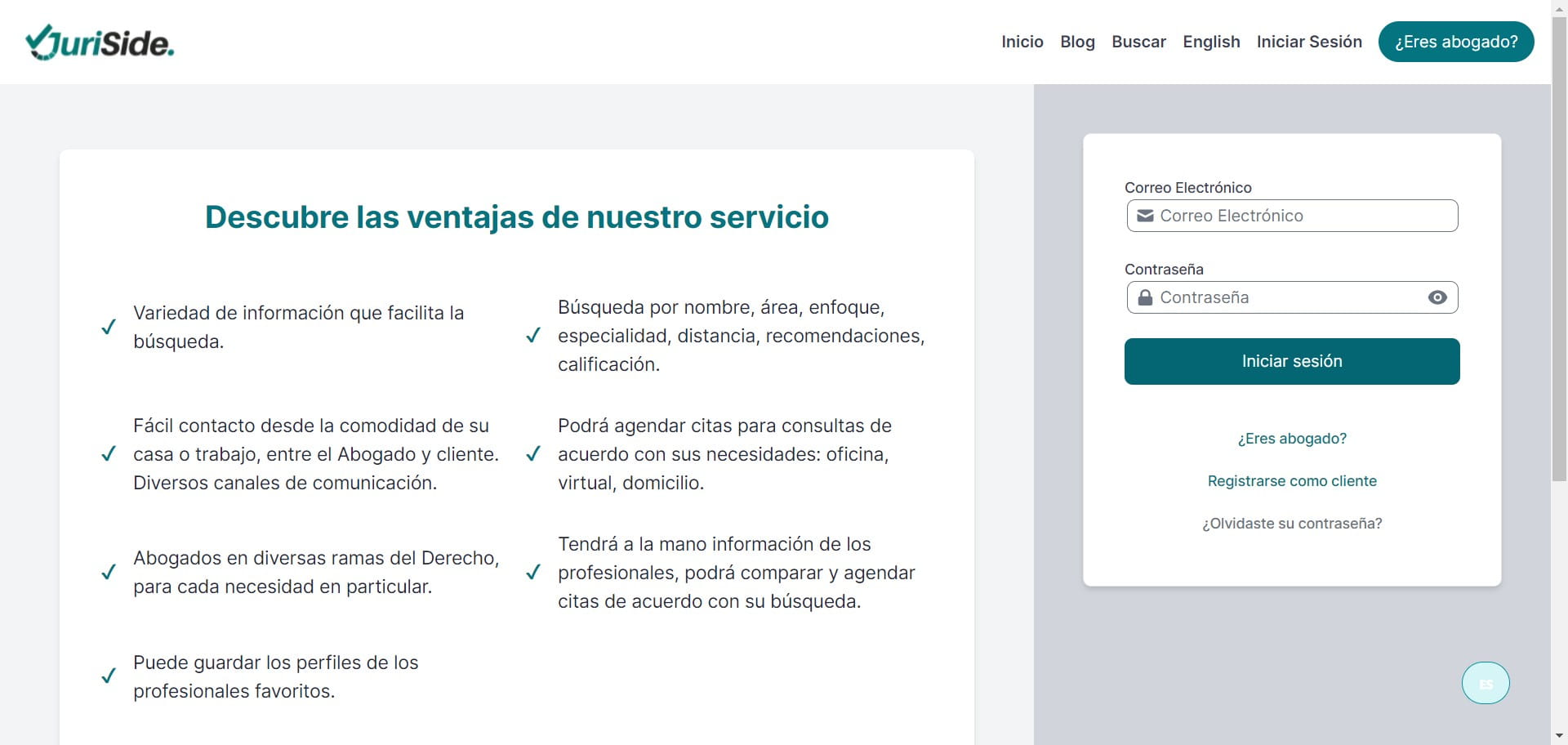 Incluya los datos de correo electrónico y contraseña para acceder a su perfil profesional.