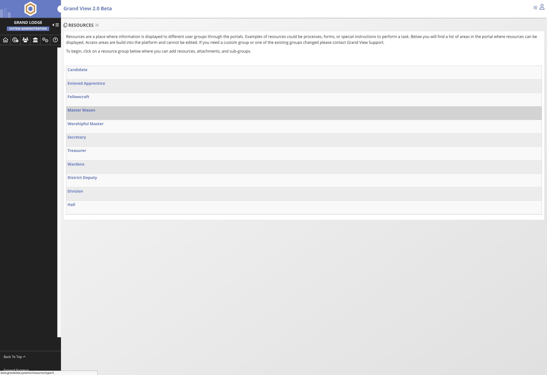 Select **Master Mason** from the resource groups or the resource group you wish to add the resource to
