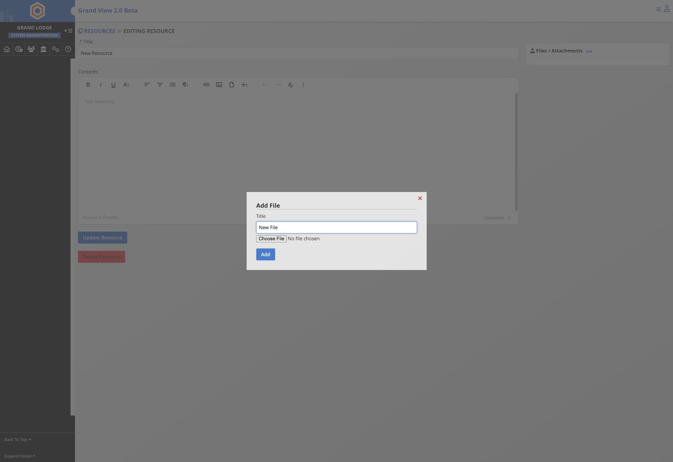 Click **Choose File** in the **Add File** dialog