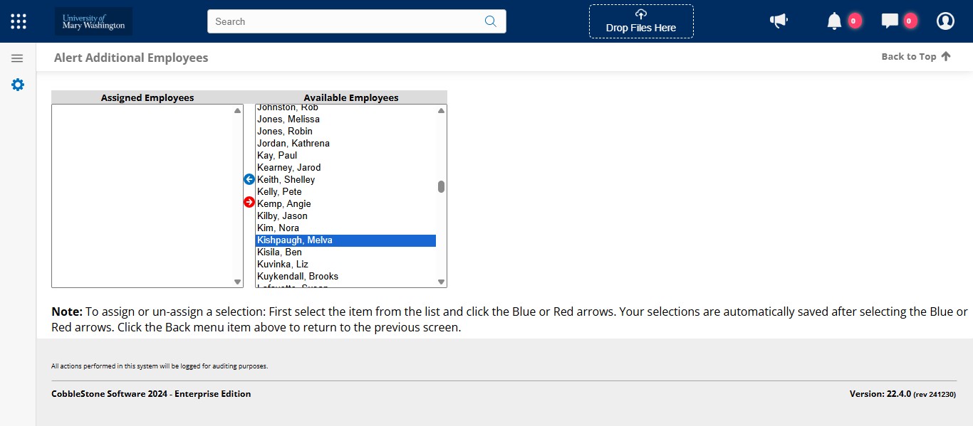 From the list of Employees on the right, scroll and click on the Contract Administrator. 