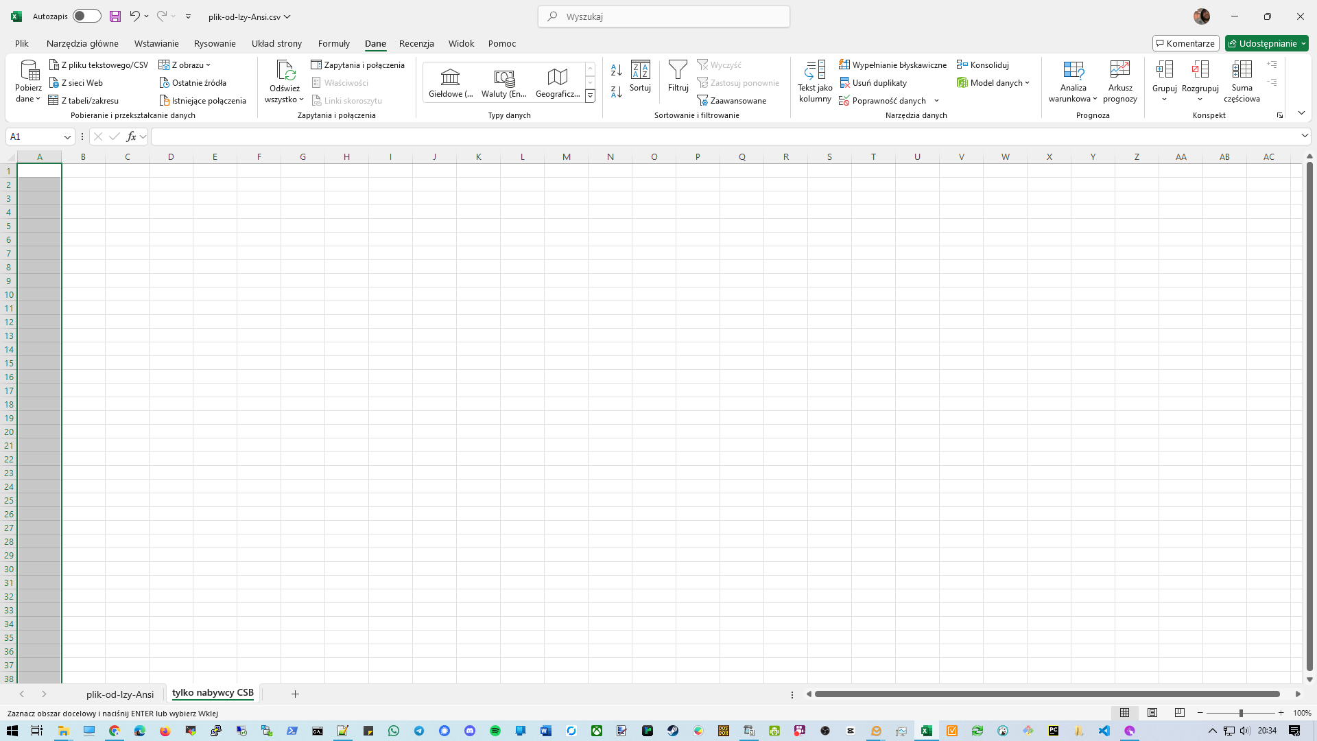 W drugim arkuszu CTRL+V...