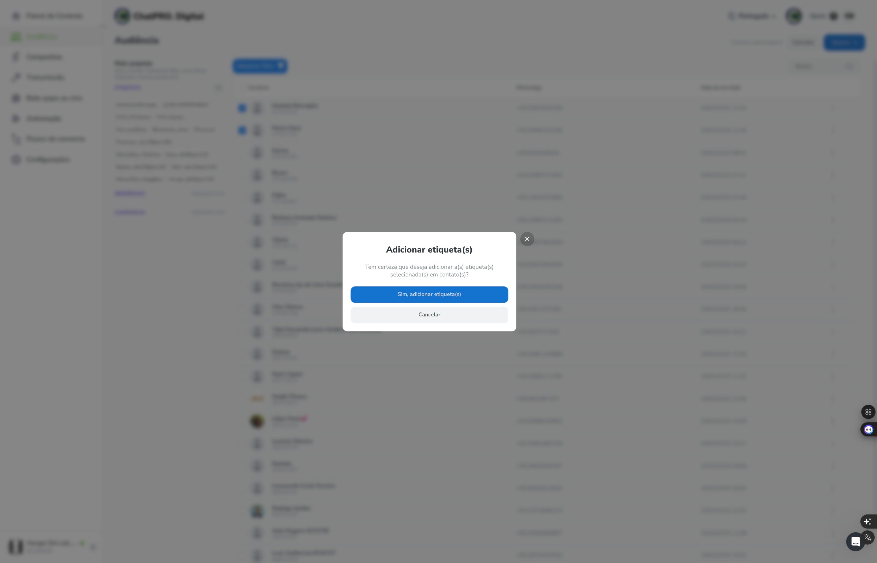 Click on "Sim, adicionar etiqueta(s)"