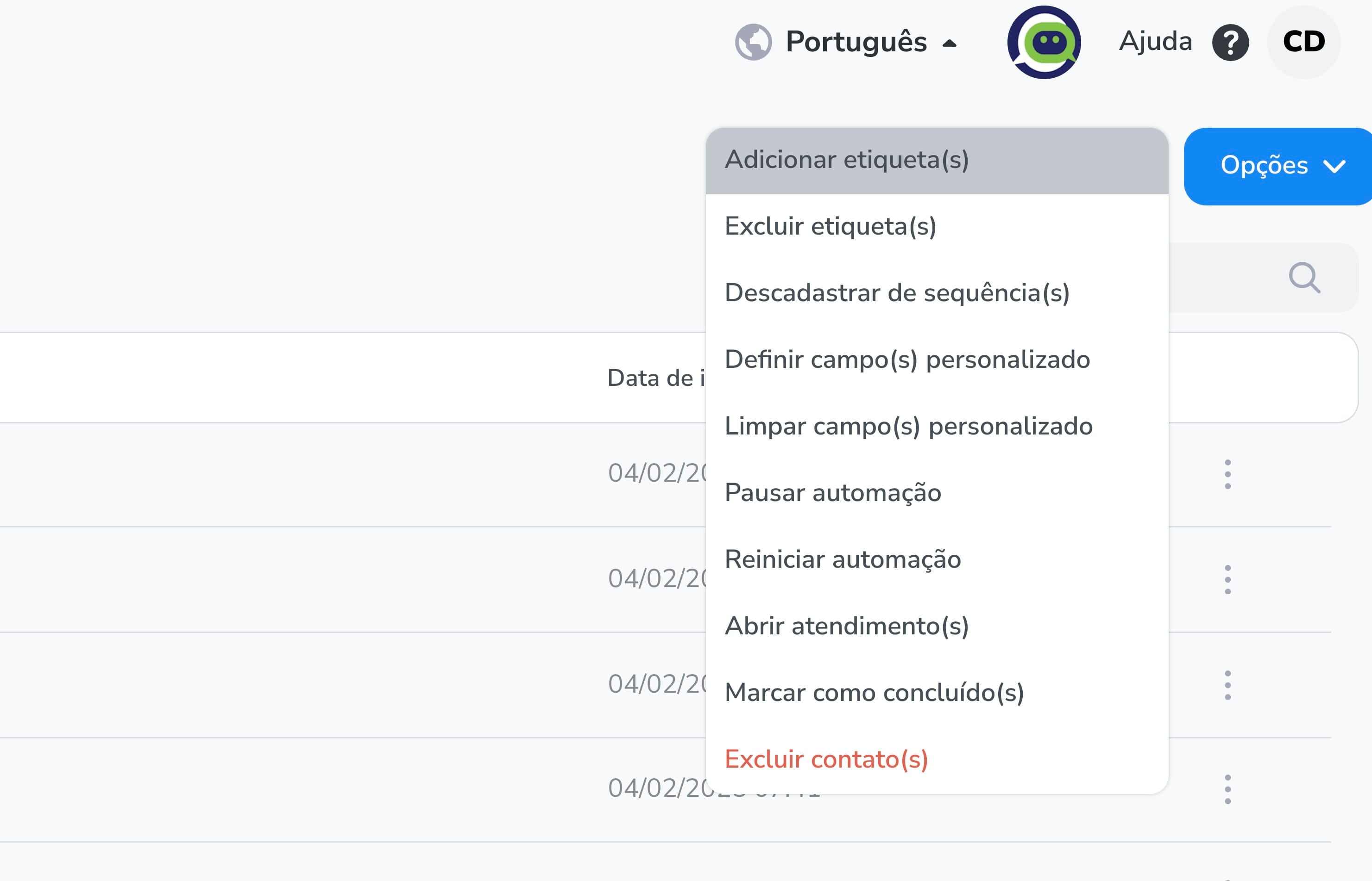 Click on "Adicionar etiqueta(s)"