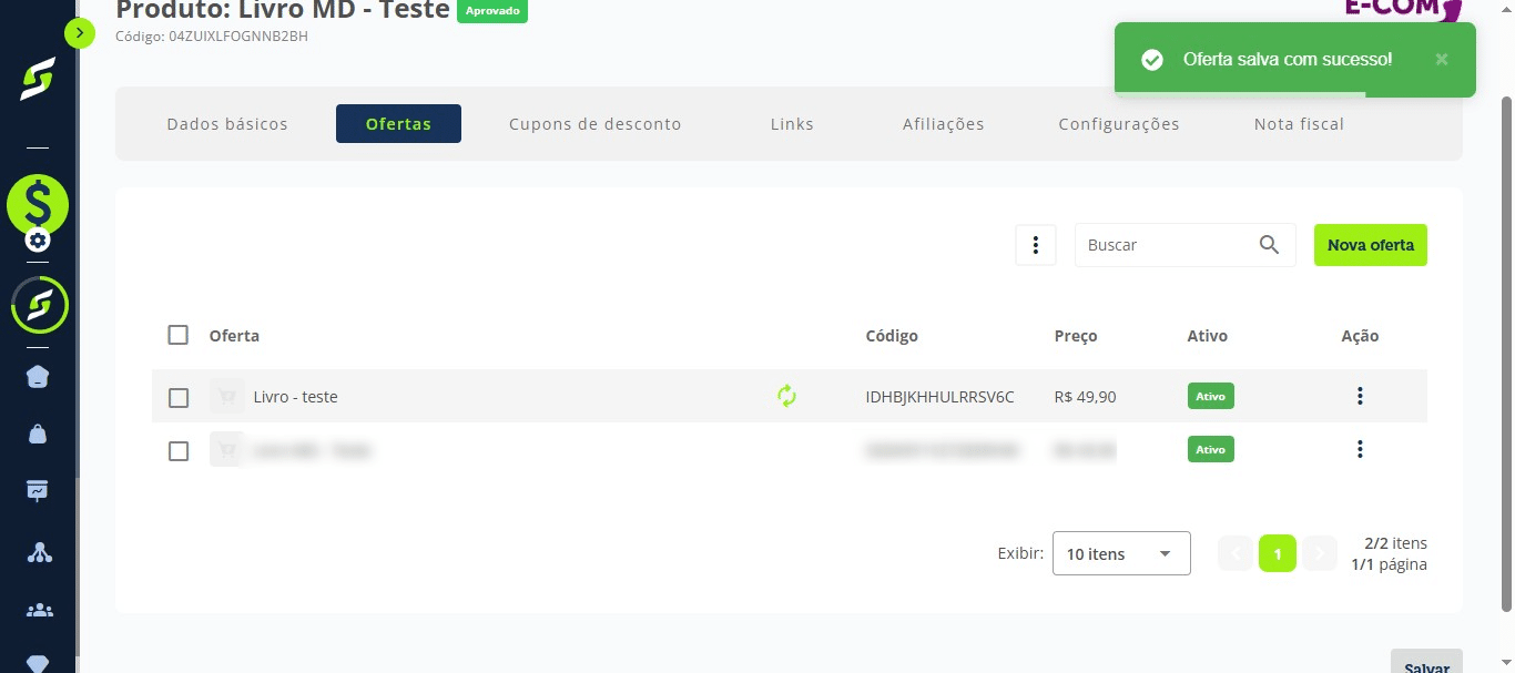 Pronto! Sua oferta foi salva automaticamente.
