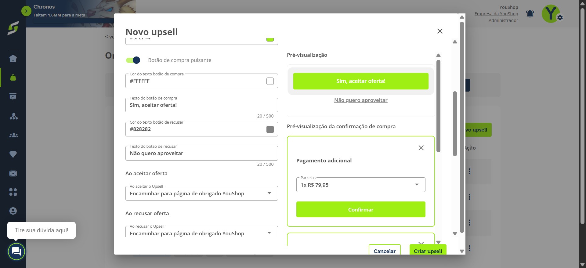 Também é possível ativar um botão de compra pulsante para chamar a atenção do comprador.