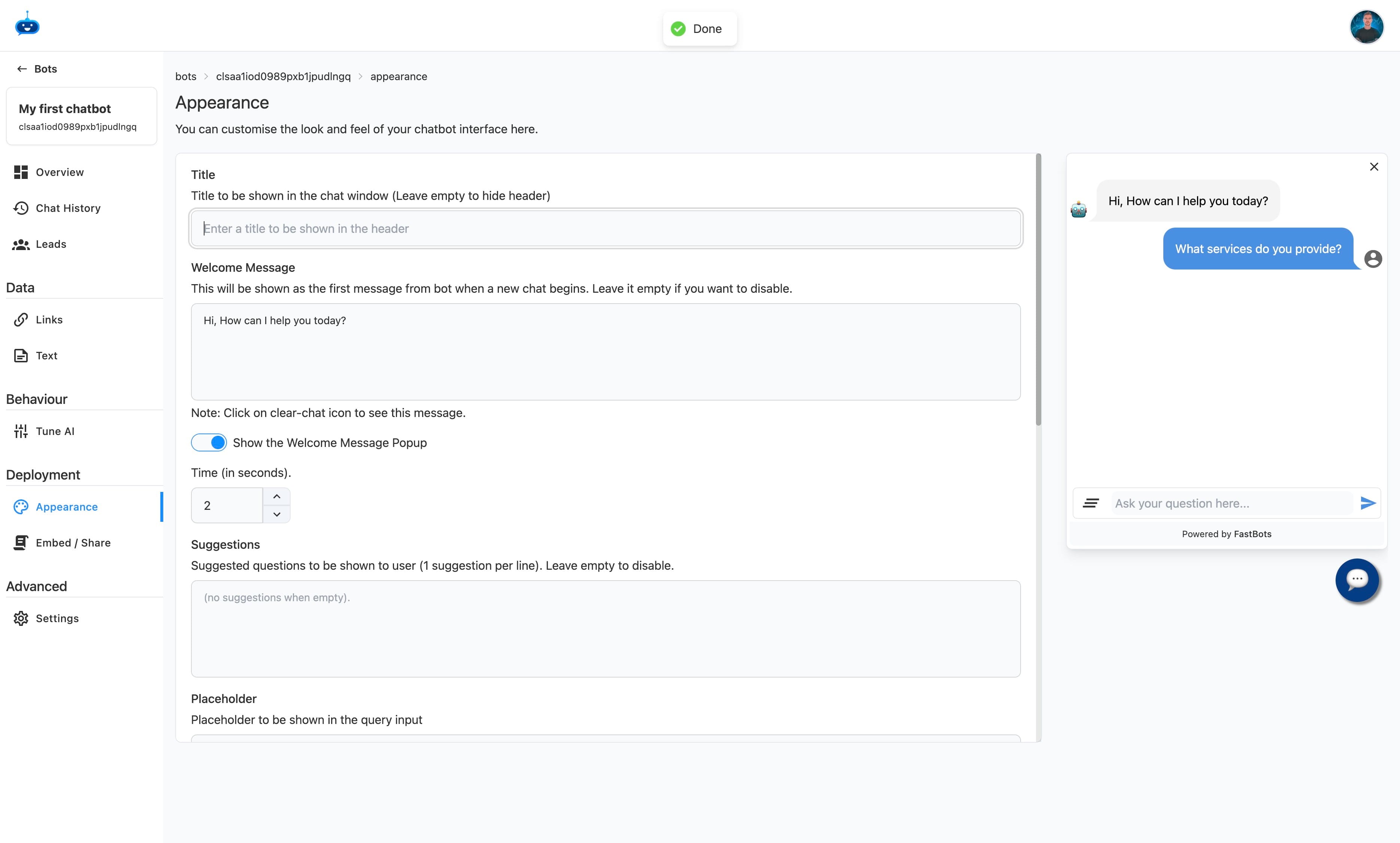 Add a title for your chatbot.
