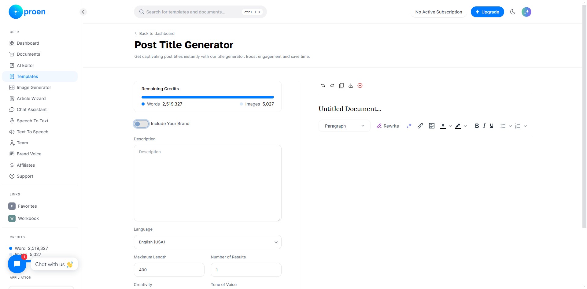 Toggle ON "Include Your Brand" to use your brand voice