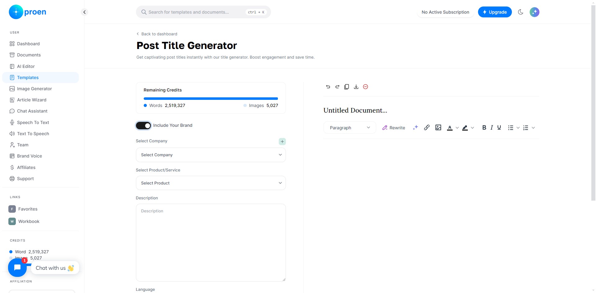 Select the organization/brand voice you wish to use