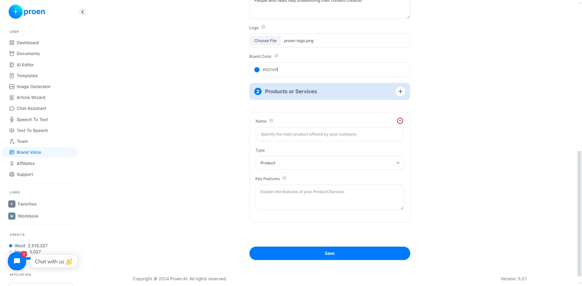 Enter the name of your product or service