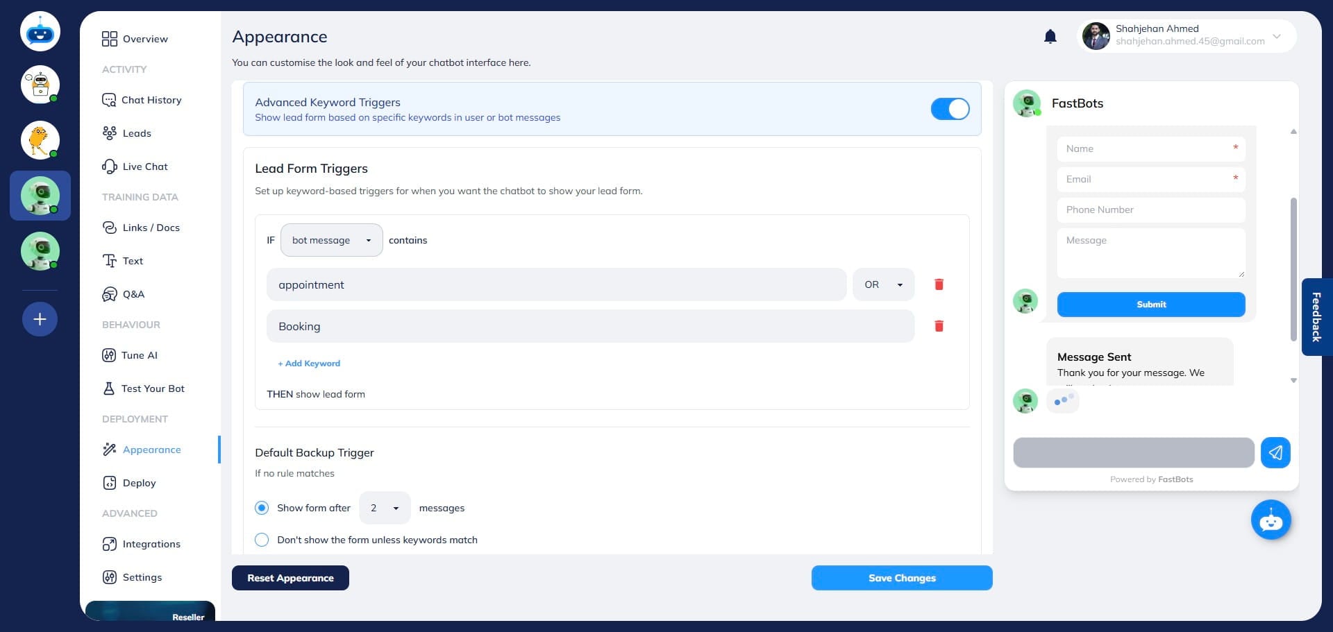 To add more keywords, click on the "Add Keyword" button.