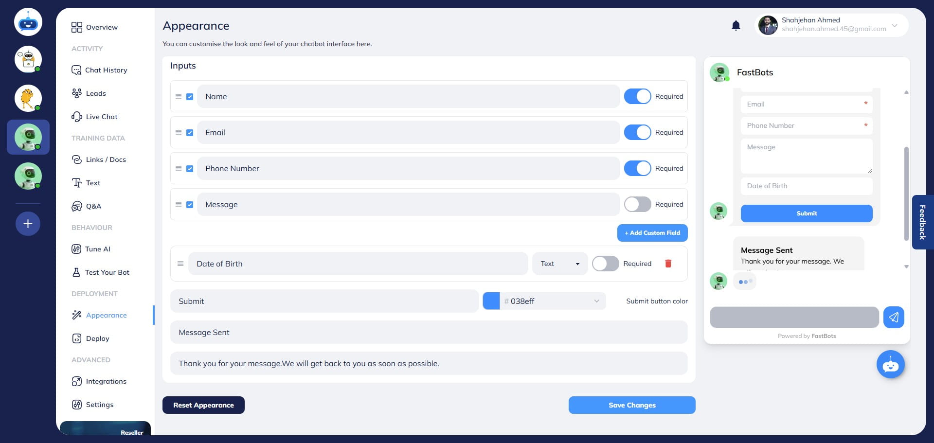Choose if you want to make it required or option by using this button.