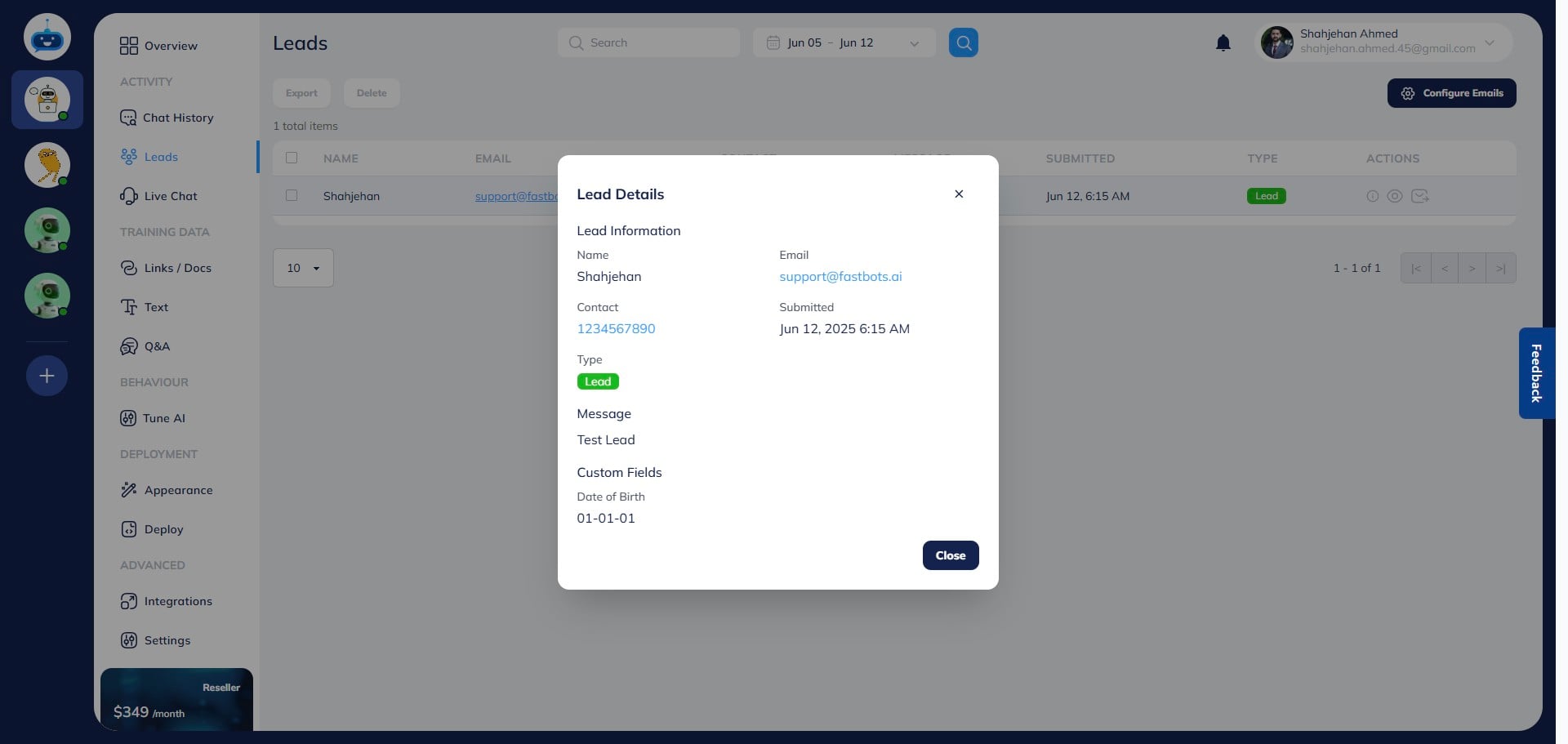 It will show you the complete lead information in a pop-up.