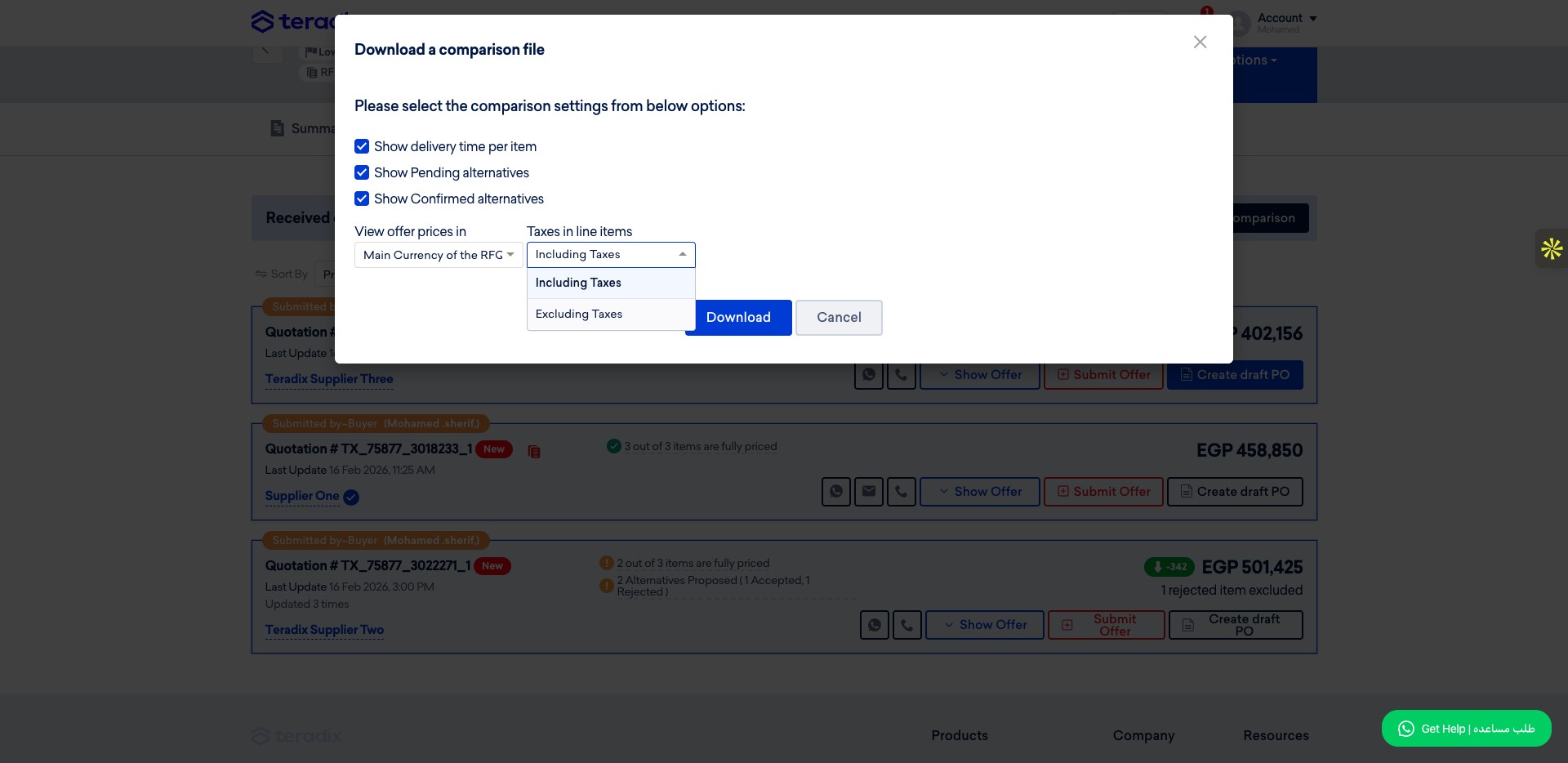 Click on "Excluding Taxes" for examples