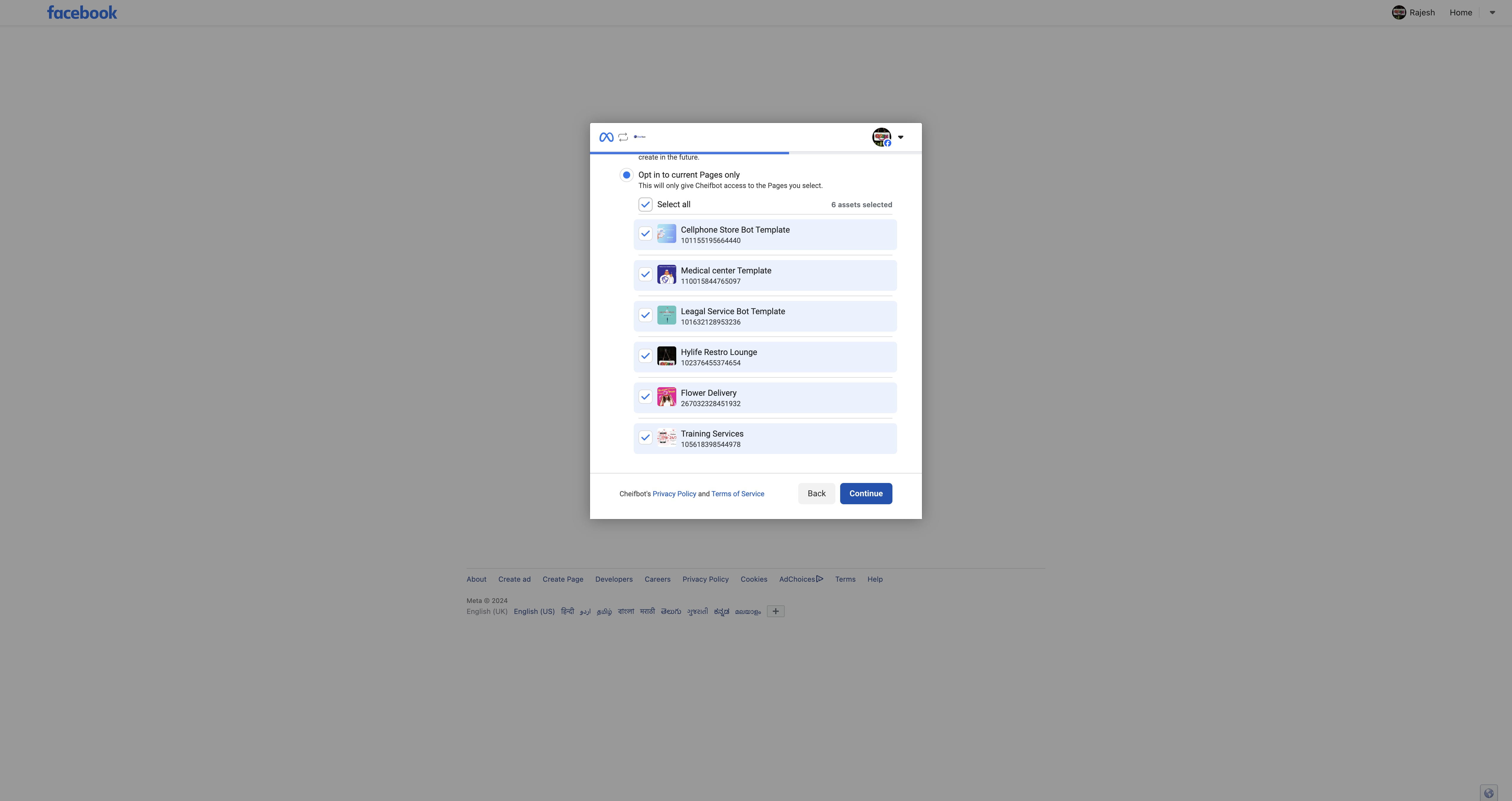 Click on "Continue" ➡️ and select all pages 📄