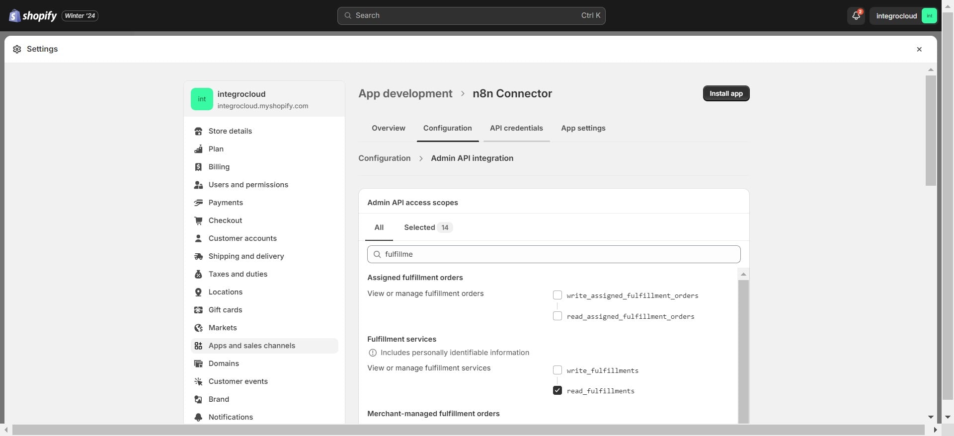 Click on "API credentials"