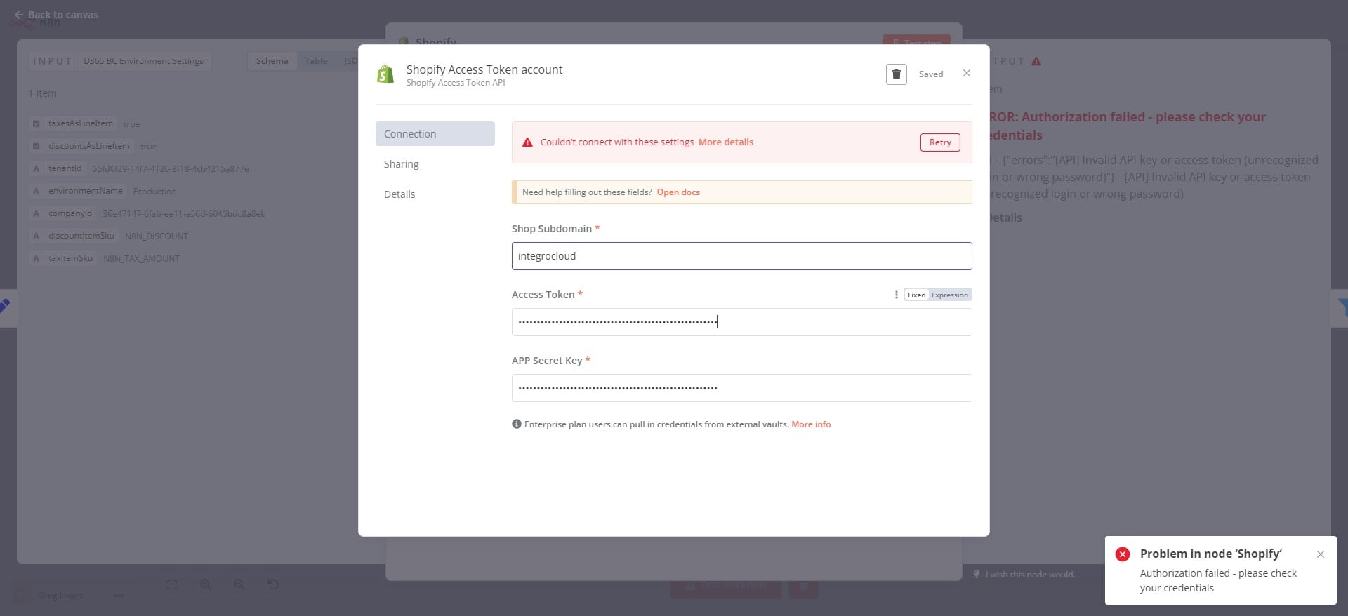 Enter Shopify Access Token