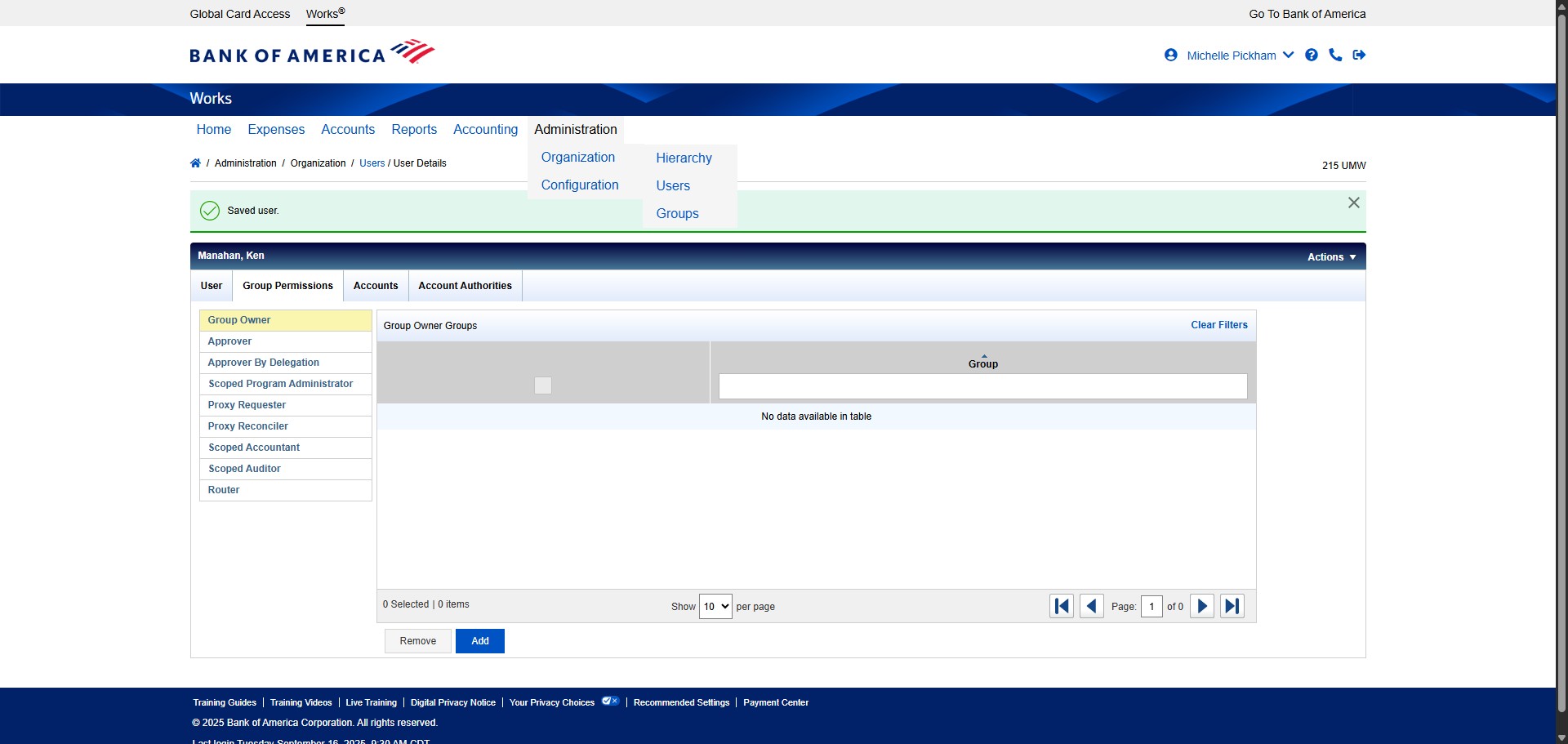 Next we need to add the newly created Approver to the Approver role within the Group. To do this, click on "Administration"