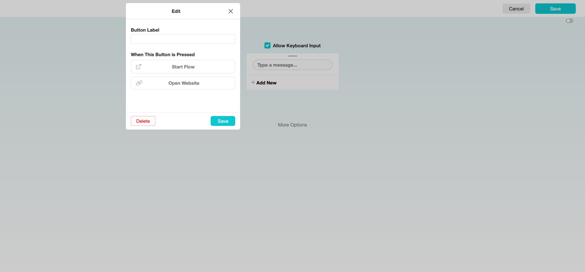 Insert a label for the option in the Persistent Menu to define its purpose clearly.