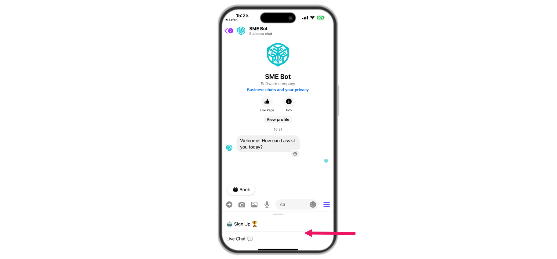 Click on the hamburger icon to view the Persistent Menu.

✅ Done! You’ve successfully set up your Facebook Messenger Persistent Menu. 🚀