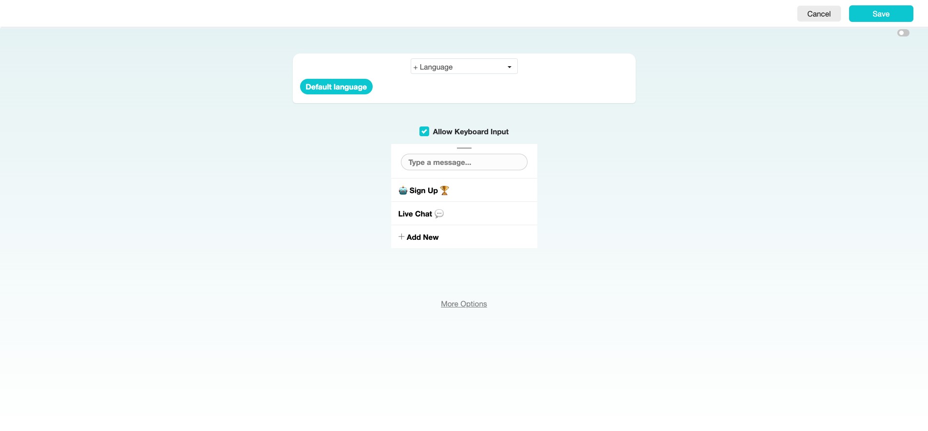 Click "+ Language" to select the language.