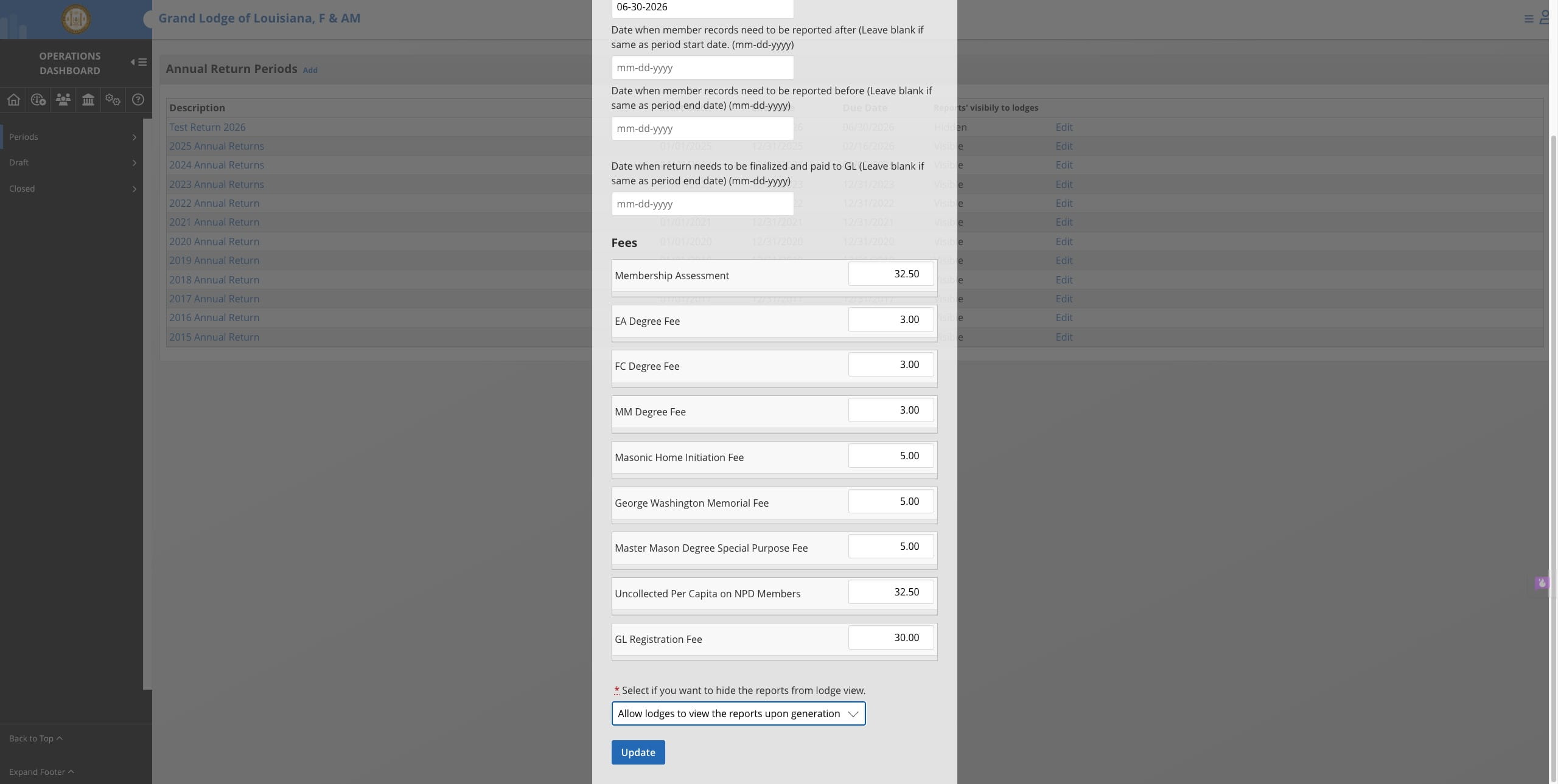 Click on Update to save changes