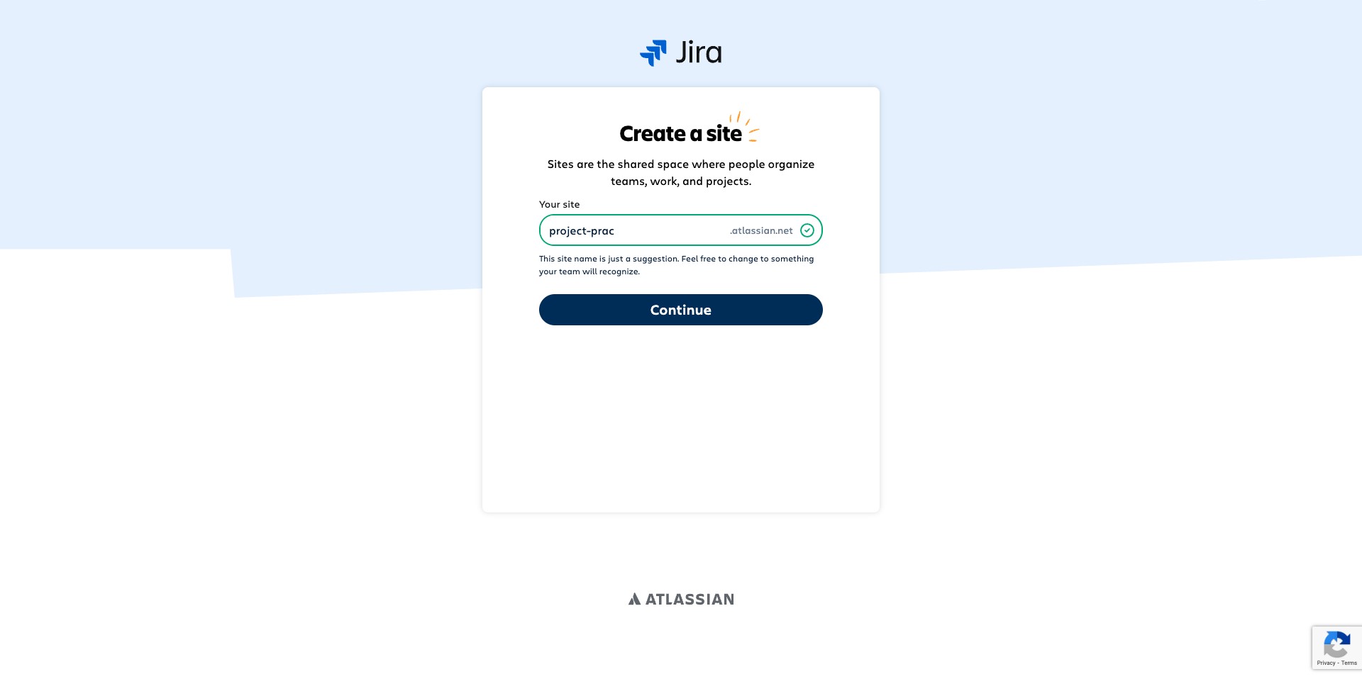 Enter your workspace name, this will hold all your project so you don't have to create new accounts for different projects