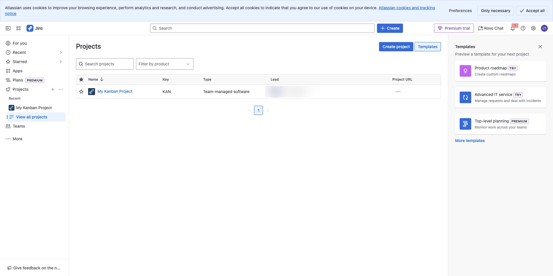 Your list of projects can be seen on the table