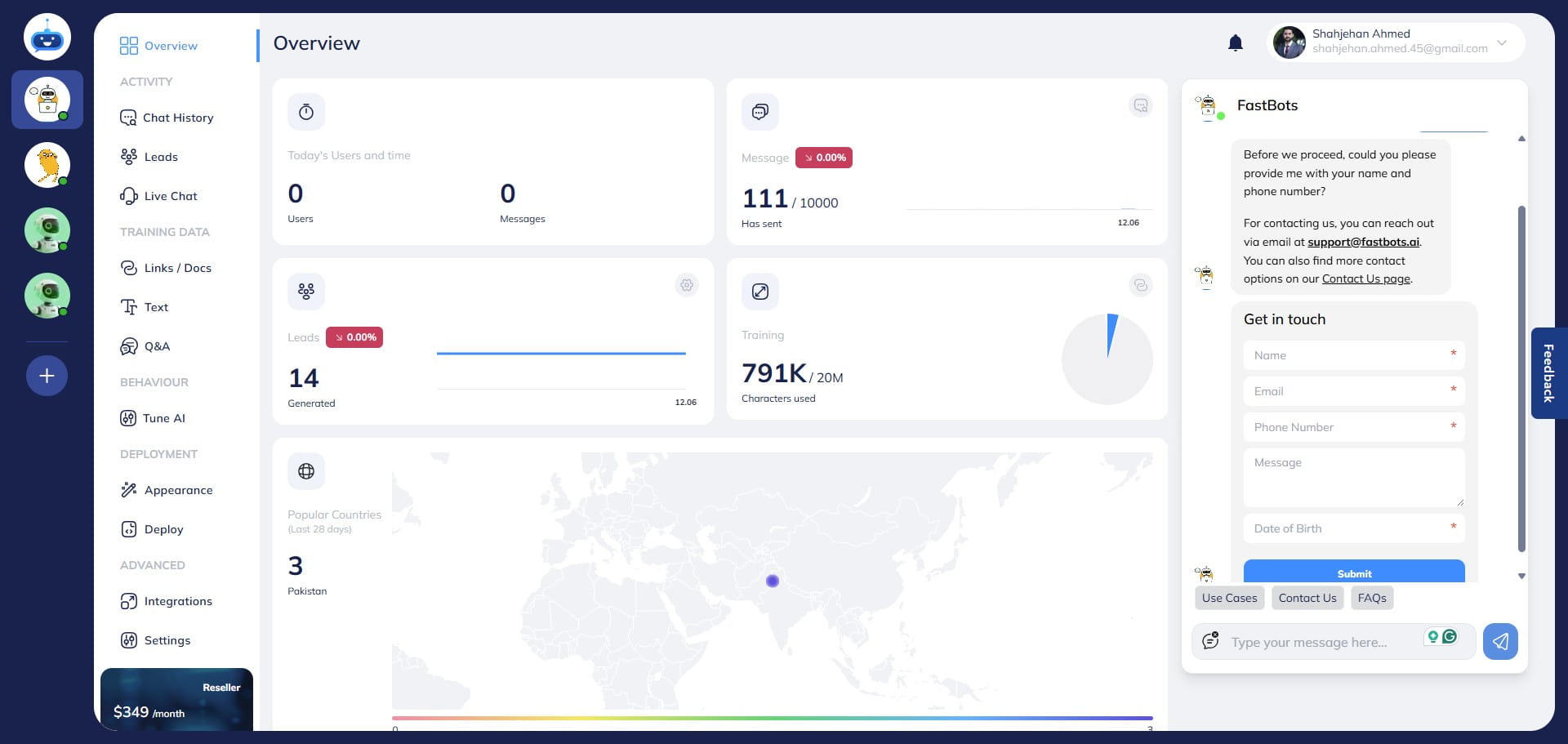 To test the form, click on "Overview" on the left-hand side menu and go to the overview page.