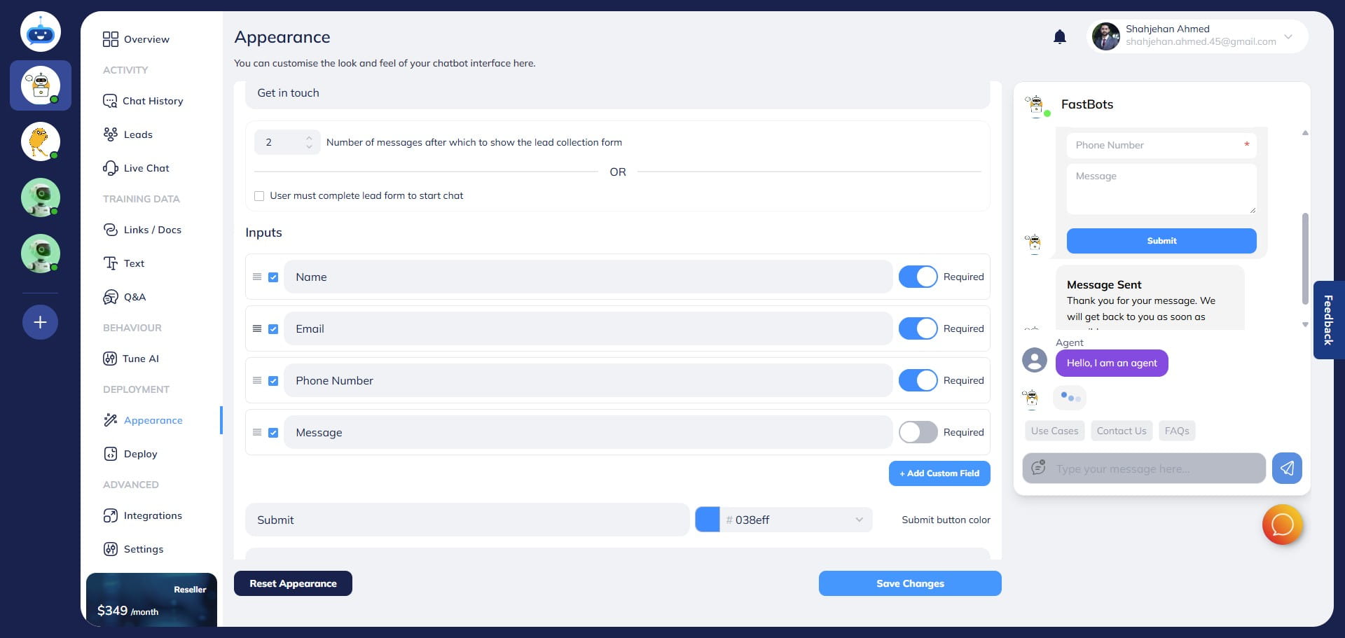 You also get the option to drag the fields up and down if you want to change the order of these fields. 
