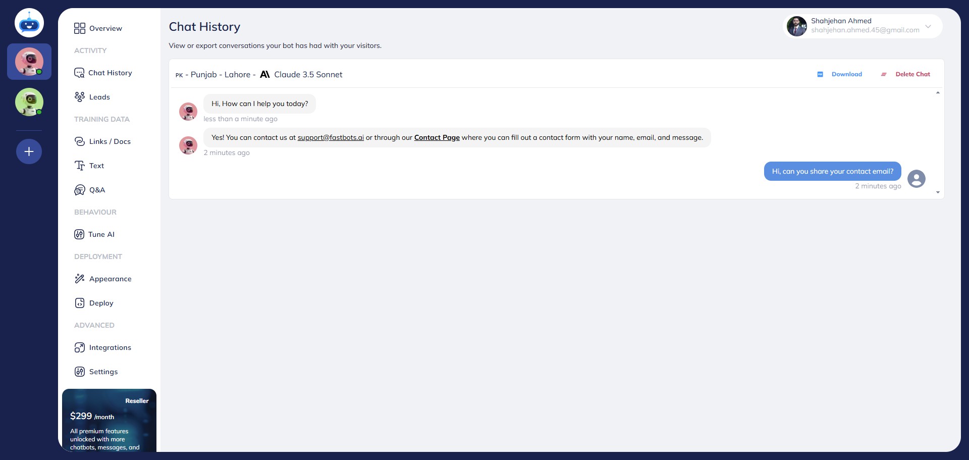 It will take you to the chat history page.