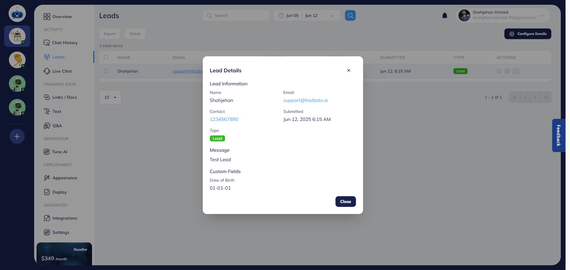 It will show you the complete lead information in a pop-up.