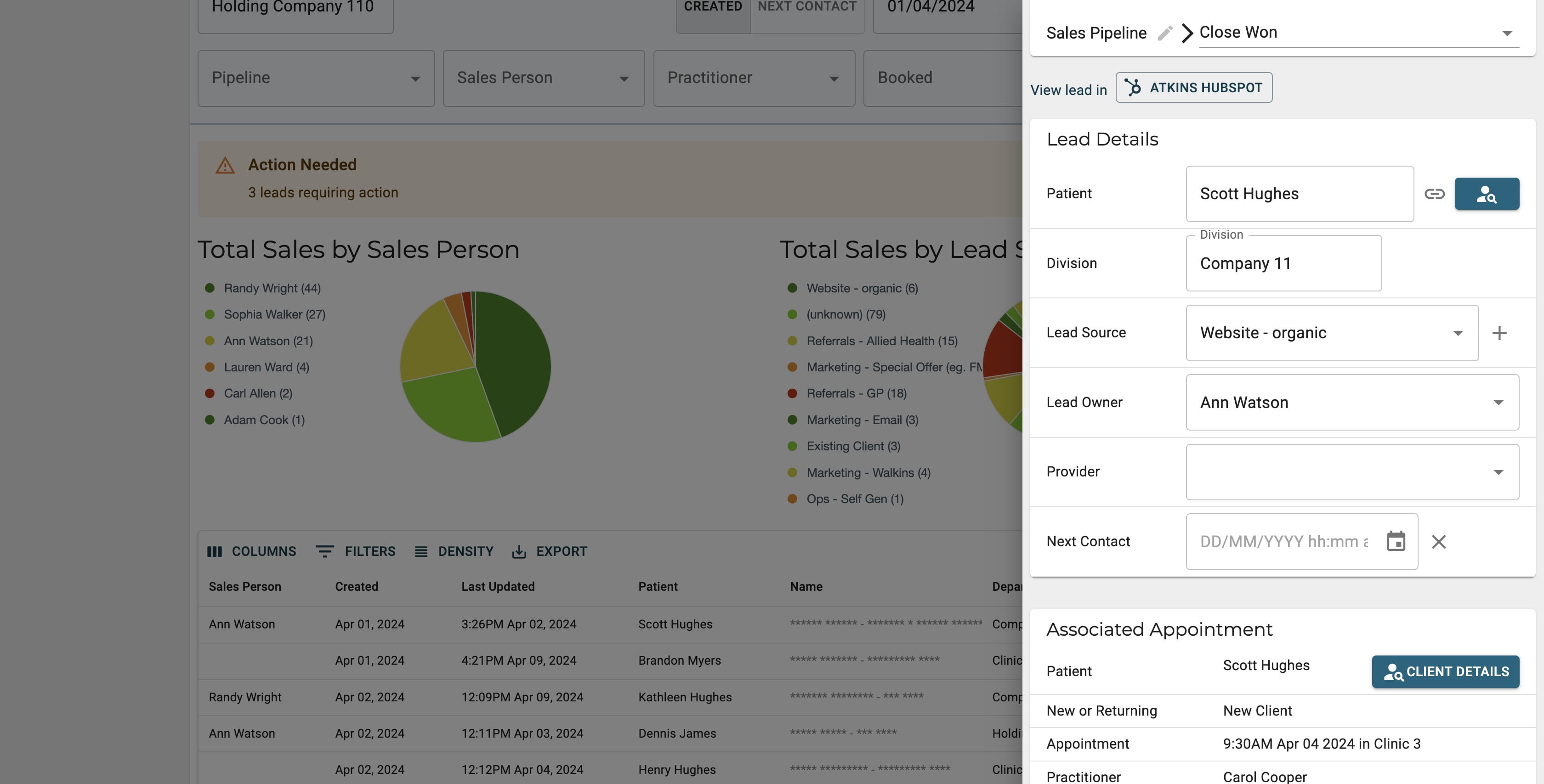 Or connect your external CRM data to link appointments to leads. 