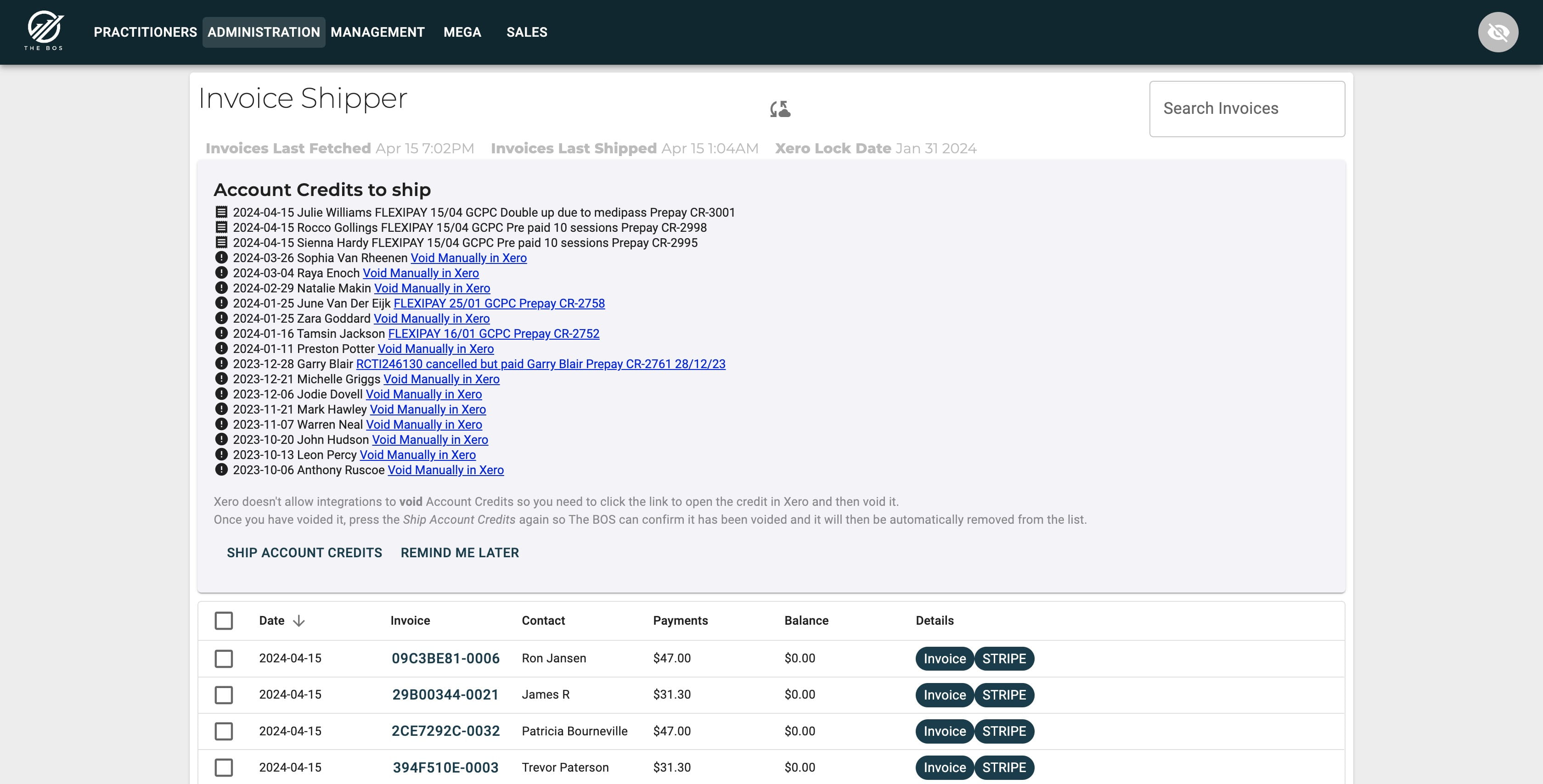 Manage your integration between your PMS and Accounting Software