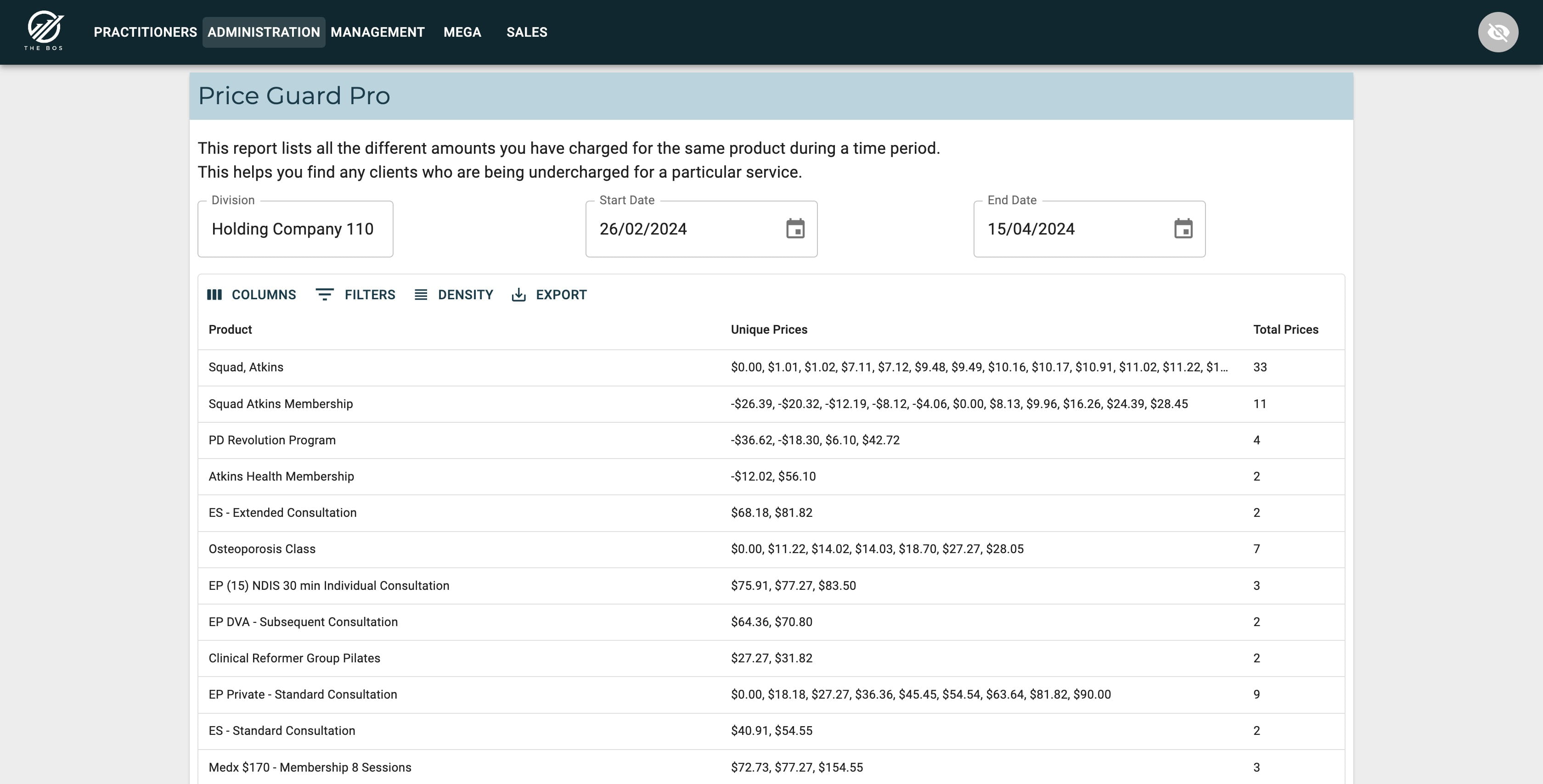 Keep on- top of all service pricing still creeping in to your invoices