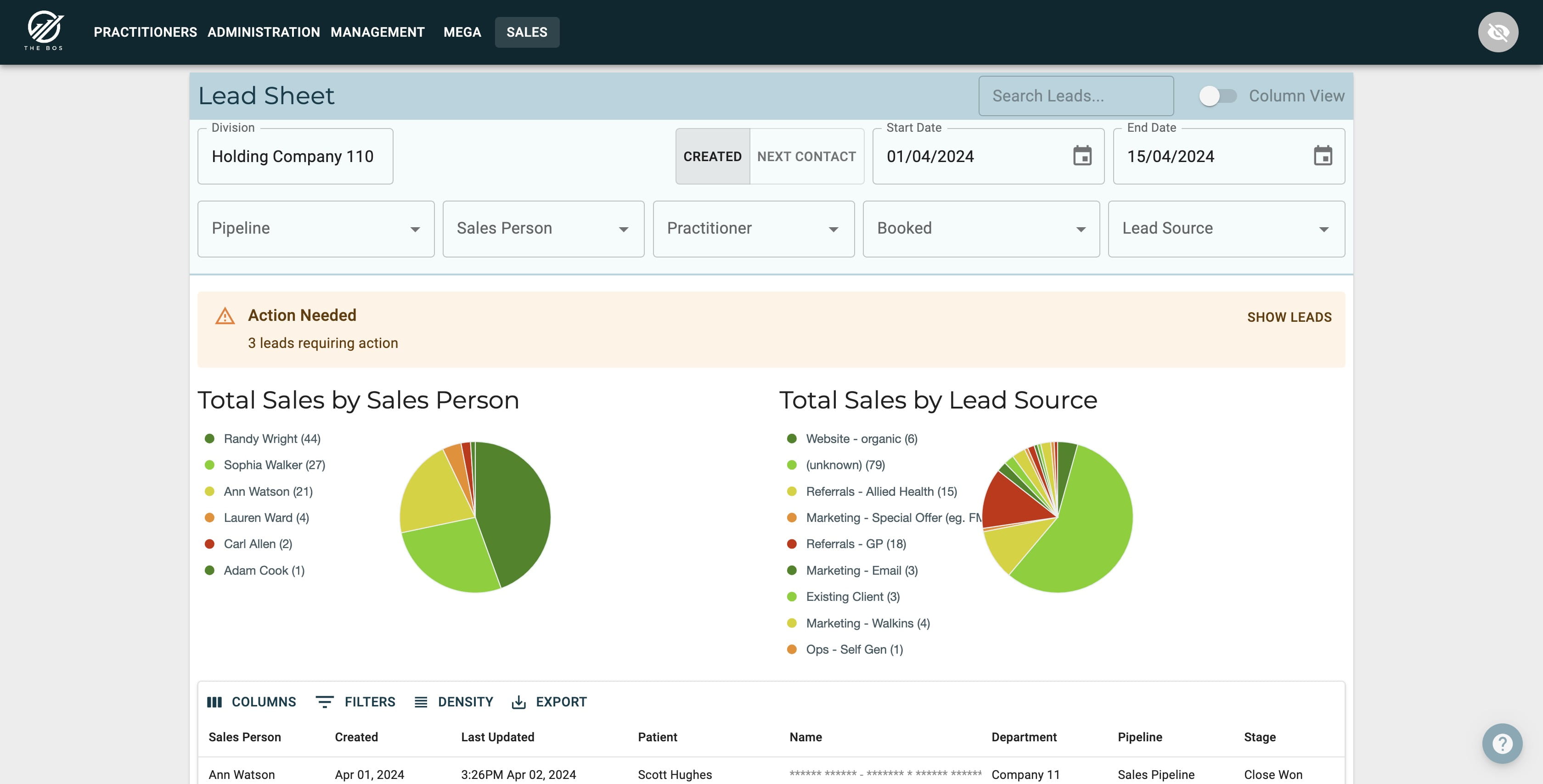 Manage your Leads - with our inbuilt leads sheet