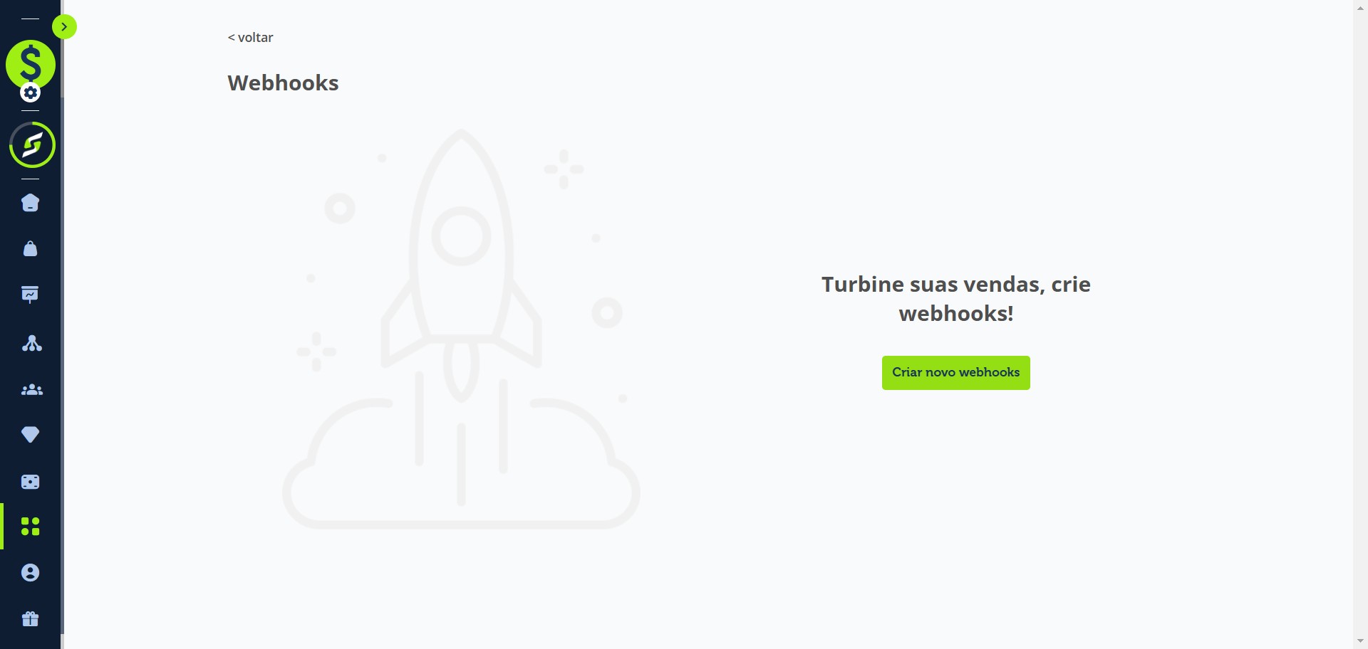 Clique em “Criar novo webhook”.